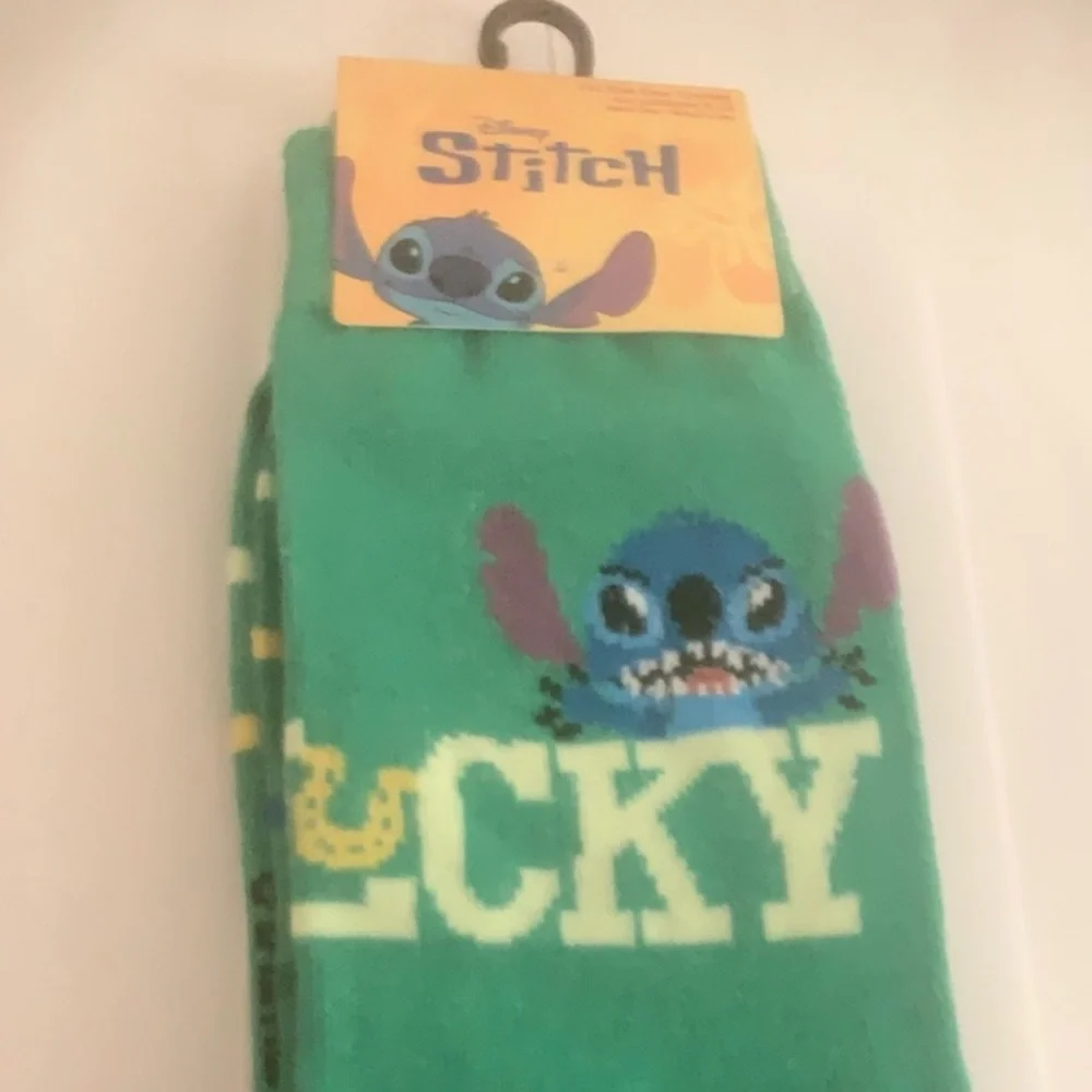 NEW Disney Stitch Green Lucky Socks NWT